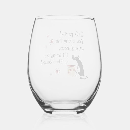 ボックスワインおもしろい引用文猫のカードボーダー ステムなしワイングラス (裏面)