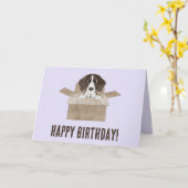 ボックス内のポインターパピー誕生日カード カード (黄色い花)