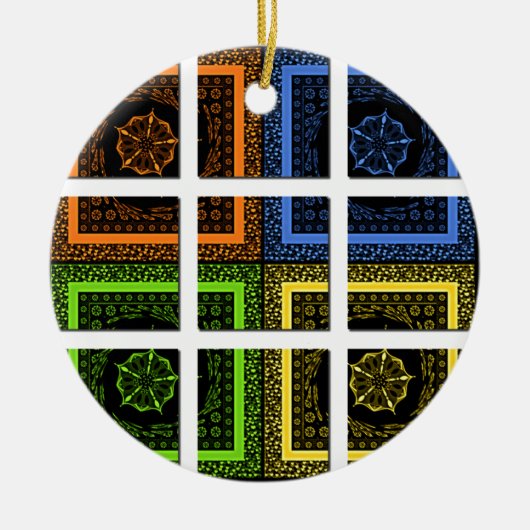 ボックス内の四角形 セラミックオーナメント (正面)