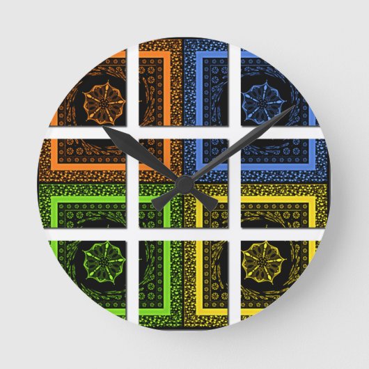 ボックス内の四角形 ラウンド壁時計 (正面)