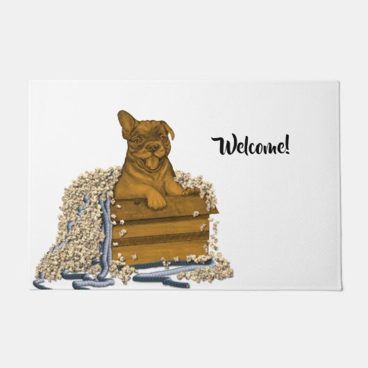 ボックス内の子犬 ドアマット (正面)