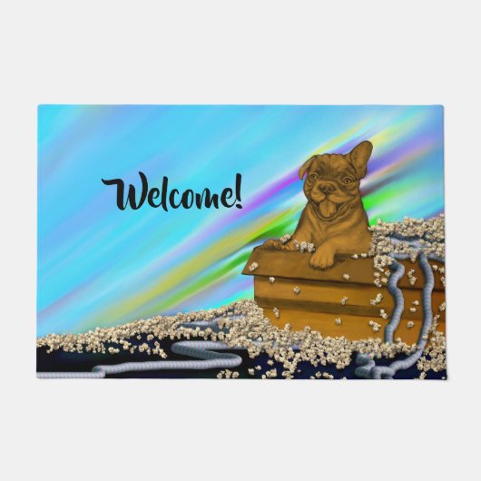 ボックス内の子犬 ドアマット (正面)