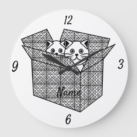 ボックス内の子猫Thunder_Cove ラージ壁時計 (正面)