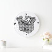 ボックス内の子猫Thunder_Cove ラージ壁時計 (ホーム)