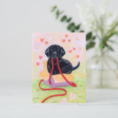 ボックス内の黒いラブラドール絵画 ポストカード (スタンド正面)
