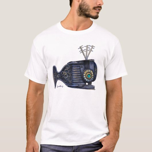 ボックス型のシロナガスクジラの衣類 Tシャツ (正面)