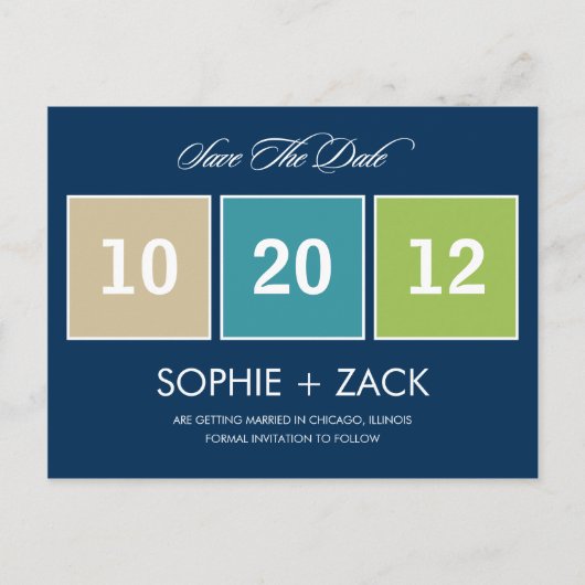 ボックス版カレンダー日付ポストカードの保存(ネイビーブルー) 案内ポストカード (正面)