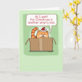 ボックス・クリスマスに迎える可愛おもしろいい猫 カード (黄色い花)