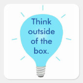 ボック考えスの外の青い電球のシール スクエアシール (正面)