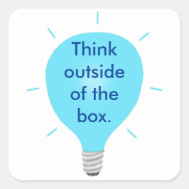 ボック考えスの外の青い電球のシール スクエアシール