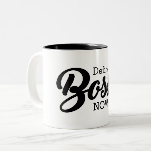 ボッシおもしろいーを定義! ツートーンマグカップ (正面左)