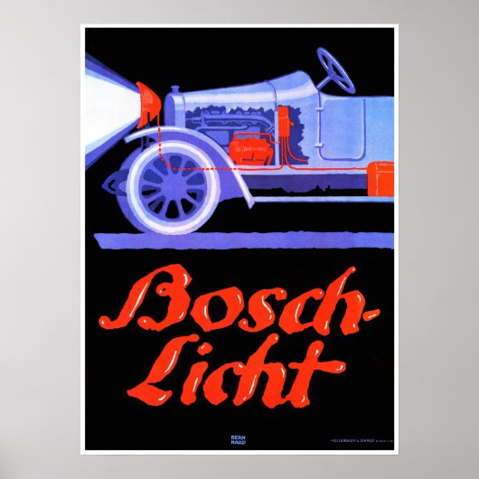 ボッシュライト自動車カーアド車のヴィンテージ ポスター (正面)