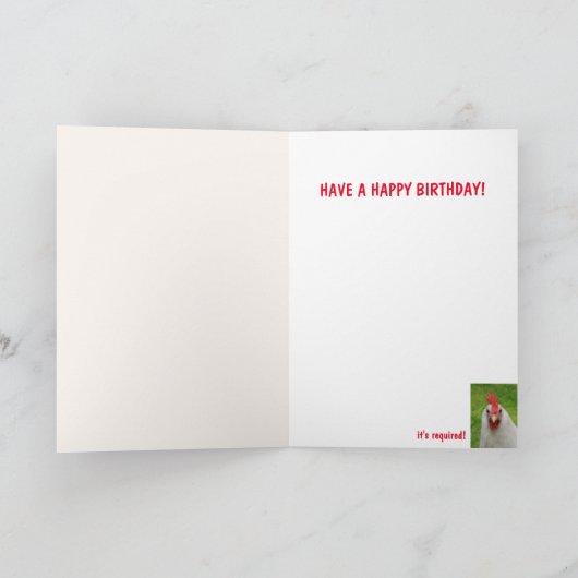 ボッシーおもしろい不機嫌ルースター誕生日 カード (内部)