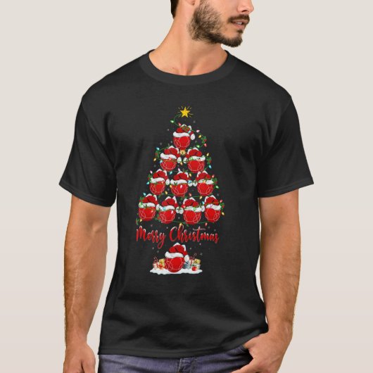 ボッチェボールクリスマスライトボッチェクリスマスツリー Tシャツ (正面)