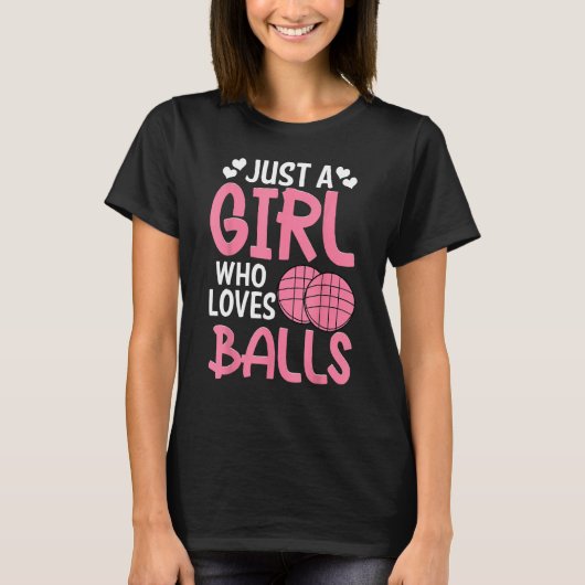ボッチェボール奏者ボッチェを愛する女の子 Tシャツ (正面)