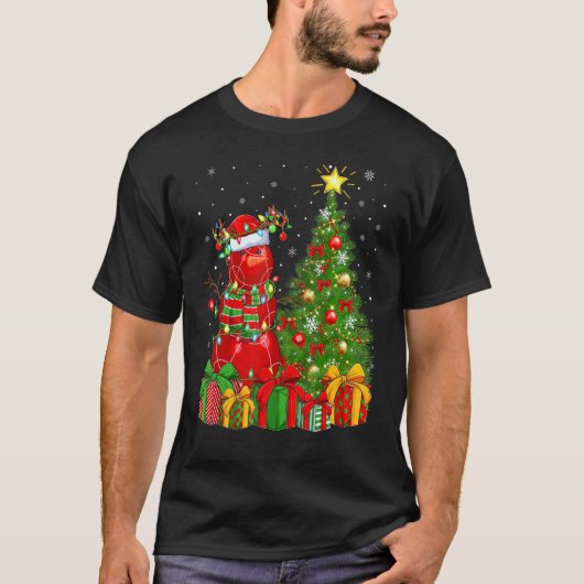 ボッチェボール雪だるまライツクリスマスツリーサンタボッチェCh Tシャツ (正面)