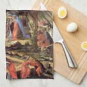 ボッティチェッリによる『キリストの降誕』 キッチンタオル (四つ折り)