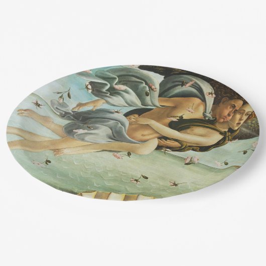 ボッティチェリ「金星の誕生 – ゼファー&クロリス」 ペーパープレート (アングル)