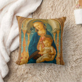 ボッティチェリ（1445年～1510年）マドンナ子即位 クッション (ブランケット)