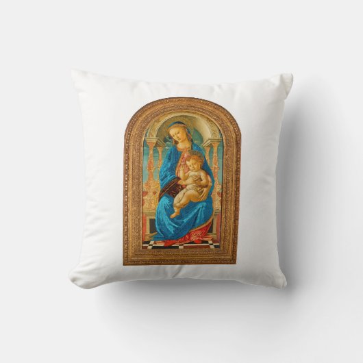 ボッティチェリ(1445年~1510年)マドンナ子即位 クッション (正面)