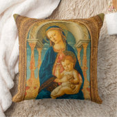 ボッティチェリ（1445年～1510年）マドンナ子即位 クッション (ブランケット)
