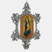 ボッティチェリ（1445年～1510年）マドンナ子即位 スノーフレークピューターオーナメント (左)