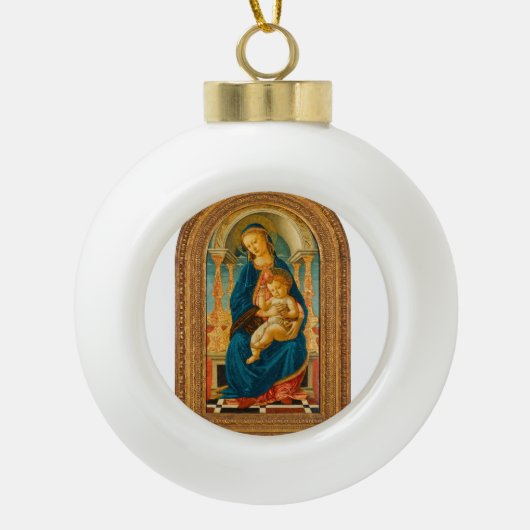 ボッティチェリ（1445年～1510年）マドンナ子即位 セラミックボールオーナメント (正面)