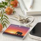 ボツワナのゾウの日没の旅行 キーホルダー (正面右)