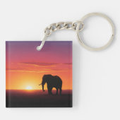 ボツワナのゾウの日没の旅行 キーホルダー (裏面)