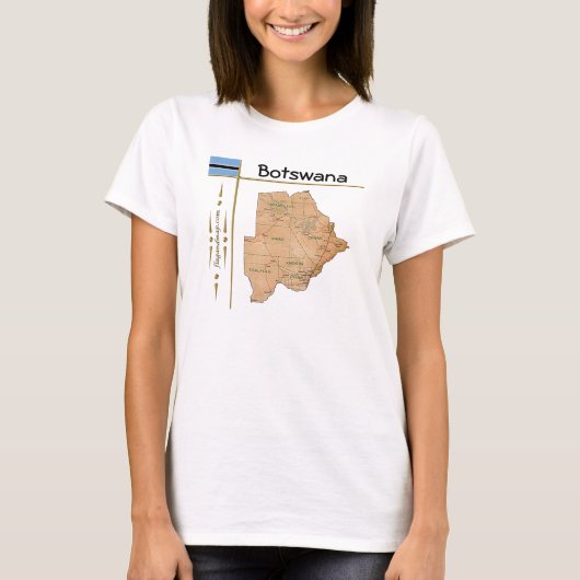 ボツワナの地図と旗とタイトルTシャツ Tシャツ (正面)