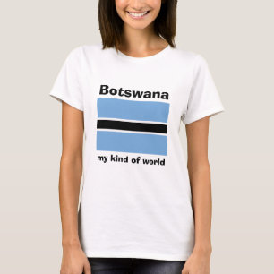 ボツワナの旗+地図+テキストTシャツ Tシャツ