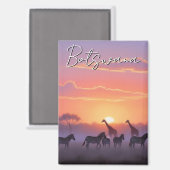 ボツワナの日没の旅行 マグネット (正面/裏面)