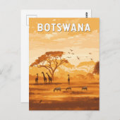 ボツワナイラストレーショントラベルアートヴィンテージ ポストカード (正面/裏面)