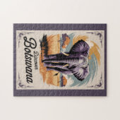 ボツワナエレファントイラストレーショントラベルアートヴィンテージ ジグソーパズル (横)