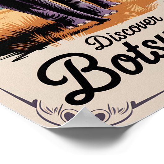 ボツワナエレファントイラストレーショントラベルアートヴィンテージ ポスター (角)