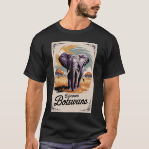 ボツワナエレファントイラストレーショントラベルアートヴィンテージ Tシャツ