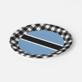 ボツワナプレート、バッファロー・プレイド&ボツワナ国旗 ペーパープレート (アングル)