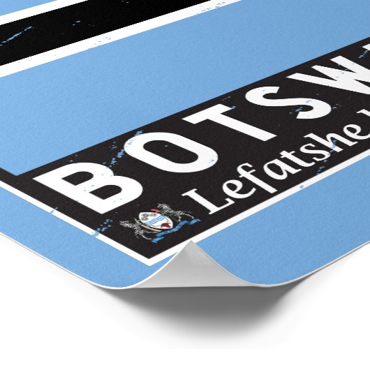 ボツワナ国旗のエンブレム動揺してヴィンテージ ポスター (角)