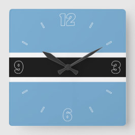 ボツワナ国旗の青い白黒番号愛国 スクエア壁時計