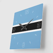 ボツワナ国旗の青い白黒番号愛国 スクエア壁時計 (傾斜)