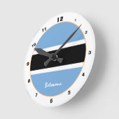 ボツワナ国旗モダンデザイン、ボツワナホーム ラウンド壁時計 (傾斜)