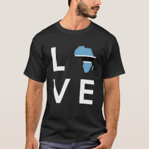 ボツワナ国旗ラブアフリカ大陸シルエット Tシャツ