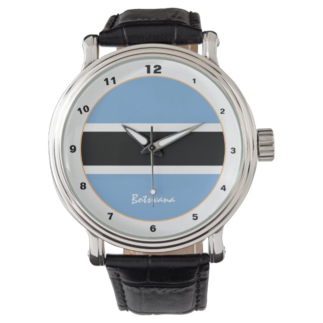 ボツワナ国旗&ボツワナトレンディーファッション/デザイン 腕時計 (正面)