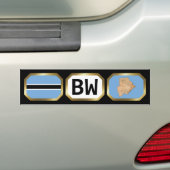 ボツワナ国旗・地図・国コードステッカー バンパーステッカー (車上)