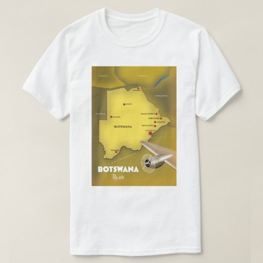 ボツワナ ビンテージ スタイル 旅行 ポスター Tシャツ (デザイン正面)