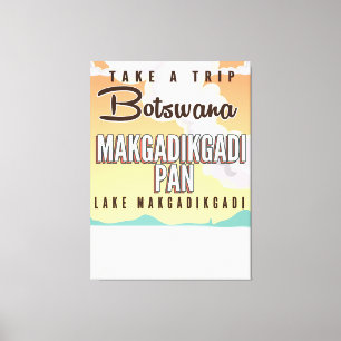 ボツワナ – Makgadikgadiパンヴィンテージ旅行ポスター キャンバスプリント