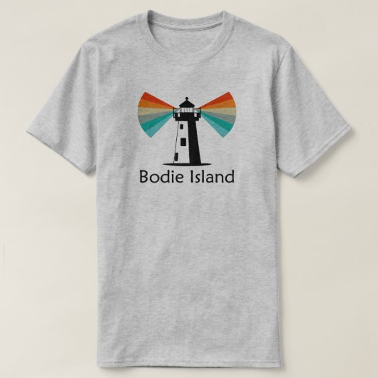 ボディアイランドの灯台 ノースカロライナ 虹 Tシャツ (デザイン正面)