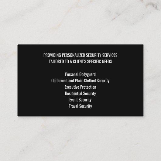 ボディガードセキュリティサービスガードIDフォトグレー 名刺 (裏面)