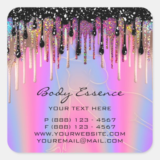 ボディケア ソープ バーム コスメショップ ピンク ホログラム スクエアシール (正面)