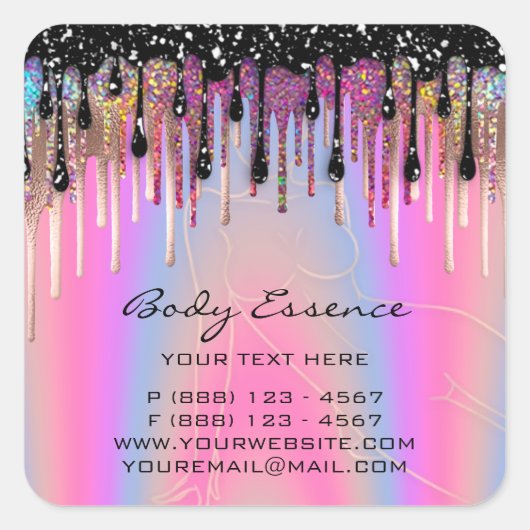 ボディケア ソープ バーム 化粧品店 ピンク ホログラム スクエアシール (正面)